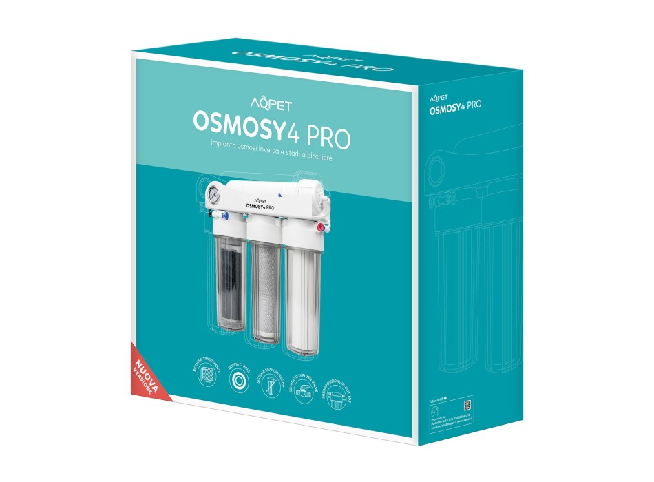 Aqpet Osmosy4 Pro Impianto Osmosi 4 Stadi a Bicchiere NUOVA VERSIONE  50 GAL