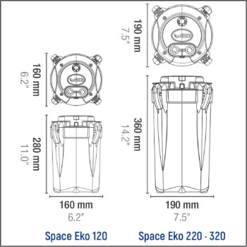 Sicce Space Eko 120 Filtro Esterno per acquari e tartarughiere