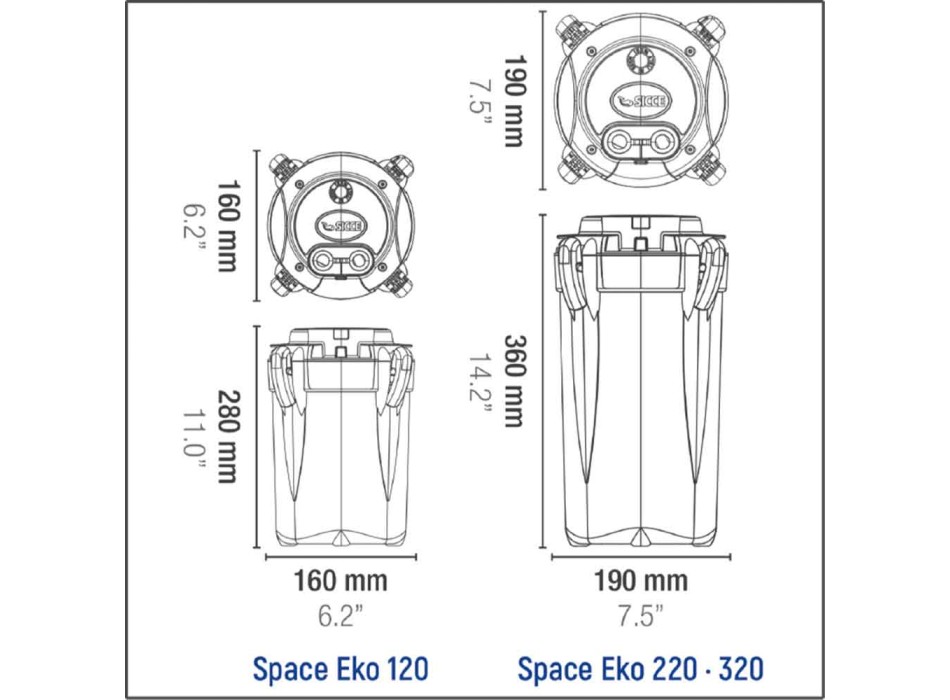 Sicce Space Eko 120 Filtro Esterno per acquari e tartarughiere
