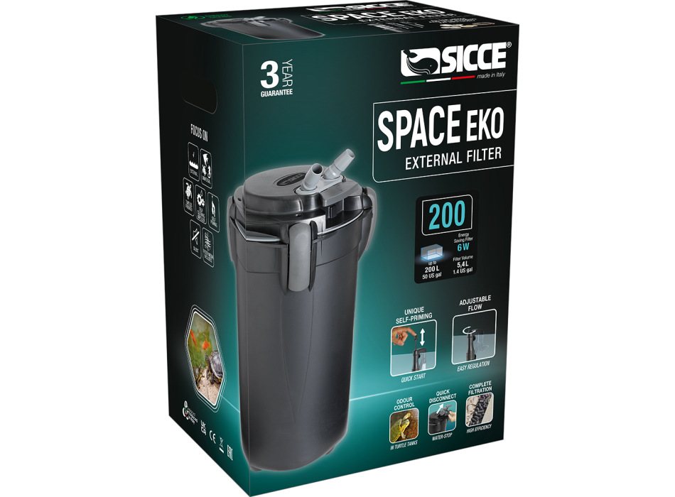 Sicce Space Eko + 200 Filtro Esterno per acquari e tartarughiere