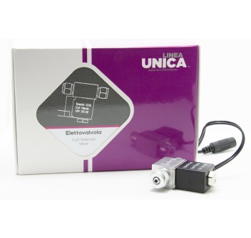 UNICA - Elettrovalvola per impianti di CO2 con ghiere di fissaggio e led acceso/spento.
